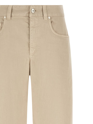Beige Cotton Relaxed Fit Jeans