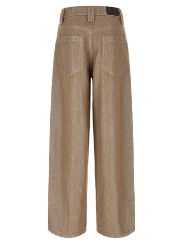 Beige Cotton Relaxed Fit Jeans