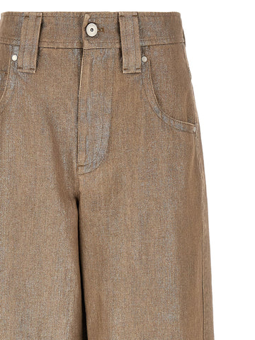 Beige Cotton Relaxed Fit Jeans