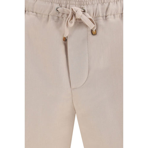 Beige Linen Bermuda Shorts