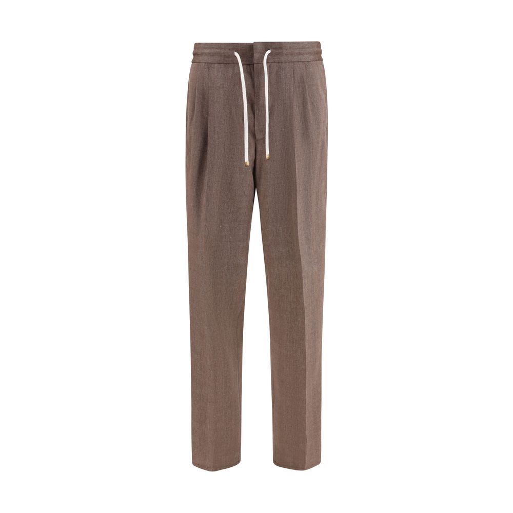 Brown Linen Casual Pants