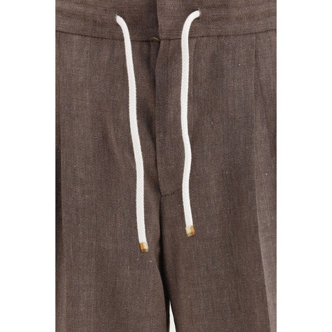 Brown Linen Casual Pants