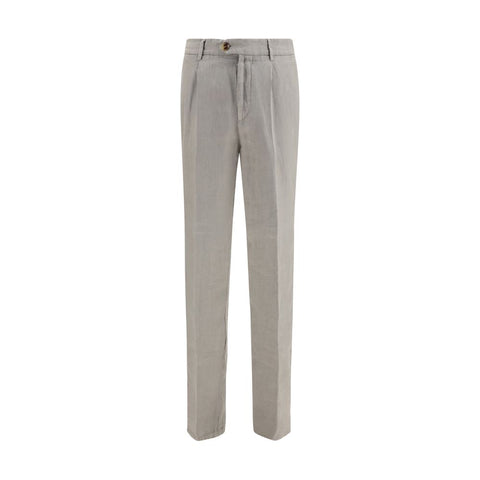 Gray Linen Casual Pants