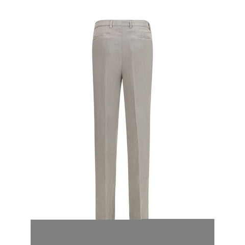 Gray Linen Casual Pants