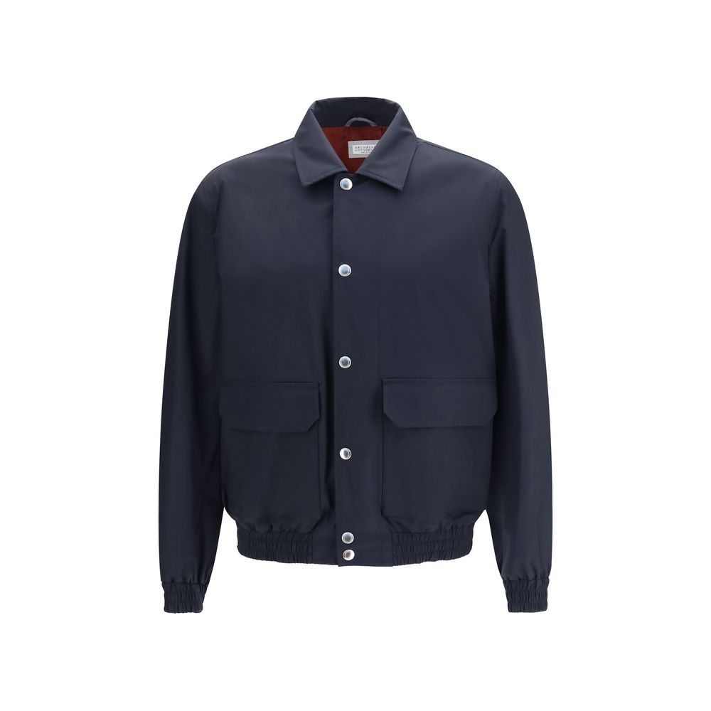 Blue Silk Biker Jacket