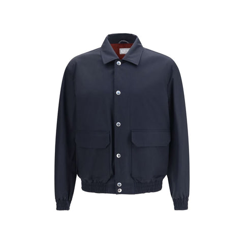 Blue Silk Biker Jacket