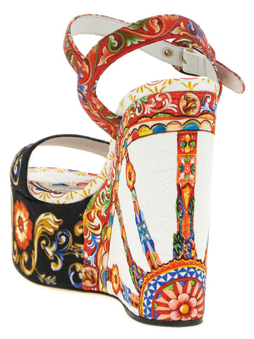 Multicolor Viscose Wedge Sandals