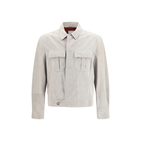 Beige Leather Leather Jacket