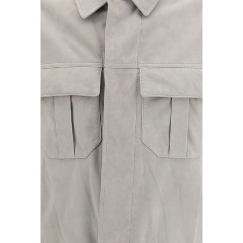 Beige Leather Leather Jacket