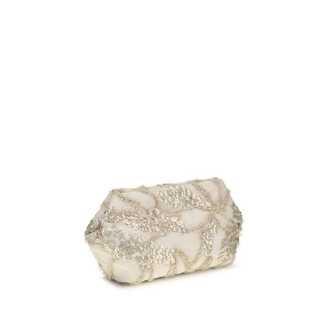 Beige Silk Clutch Bag