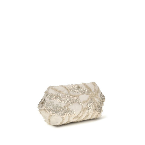 Beige Silk Clutch Bag