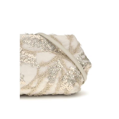 Beige Silk Clutch Bag