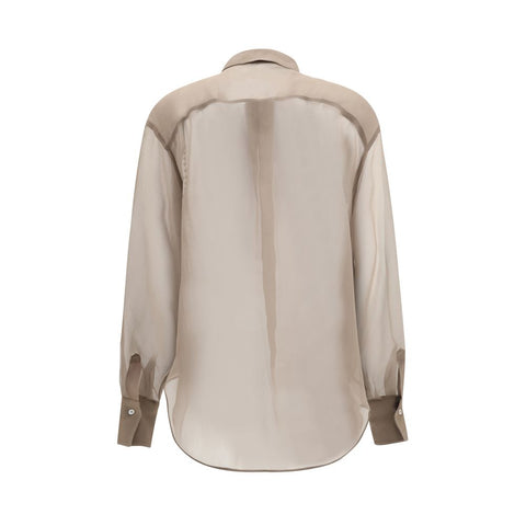 Beige Silk Pattern Shirt