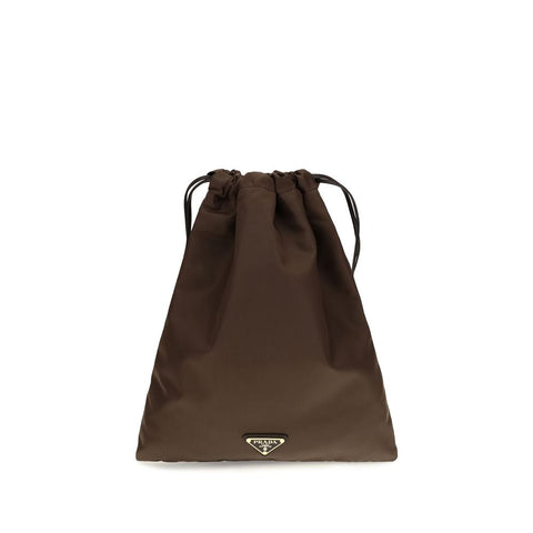 Brown Polyamide Clutch Bag