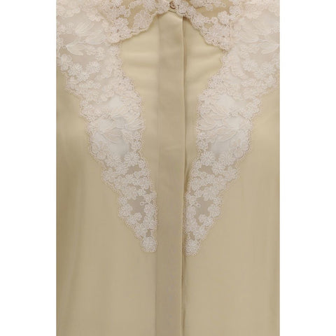 Beige Silk Dress Shirt