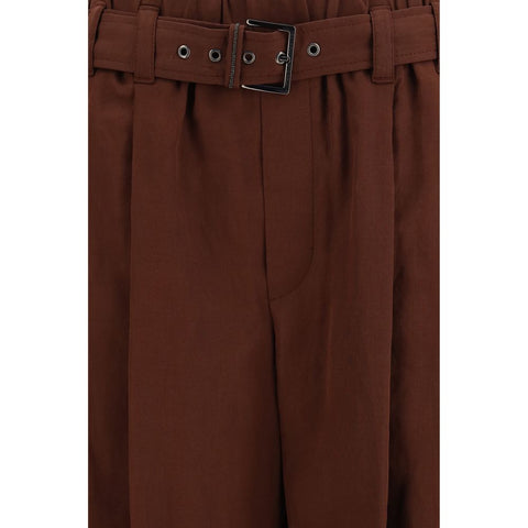 Brown Cotton Casual Pants