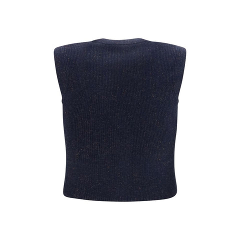 Blue Cashmere Sleeveles Sweater