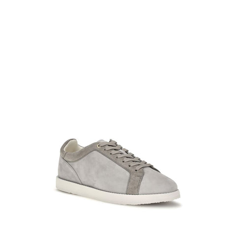 Gray Suede Leather Low Top Sneakers