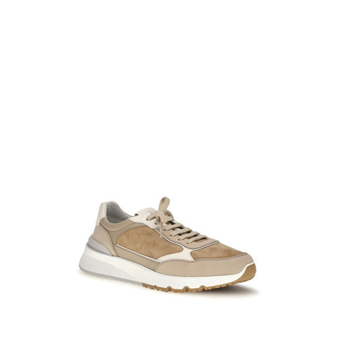Beige Calf Leather Bos Taurus Low Top Sneakers