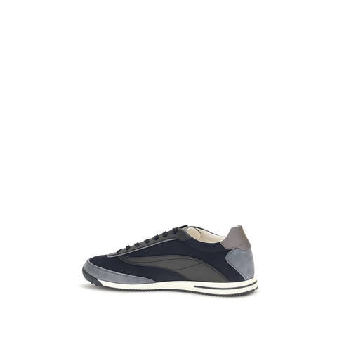 Blue Suede Leather Low Top Sneakers
