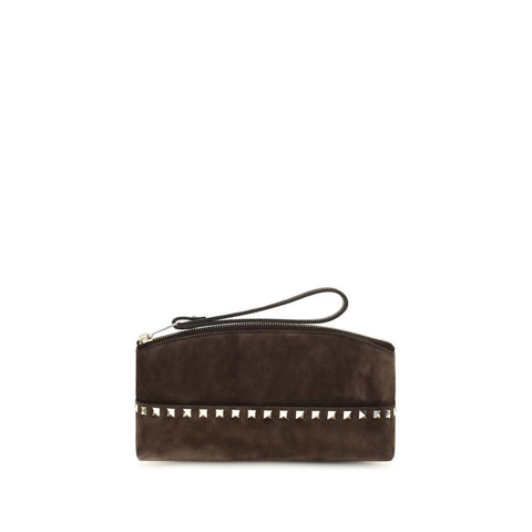 Brown Suede Leather Clutch Bag