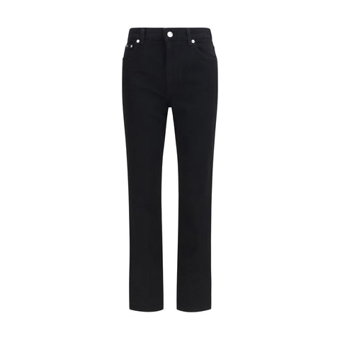 Black Cotton Straight-Leg Jeans