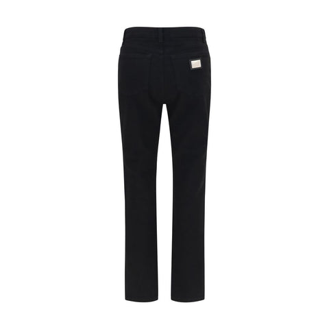 Black Cotton Straight-Leg Jeans
