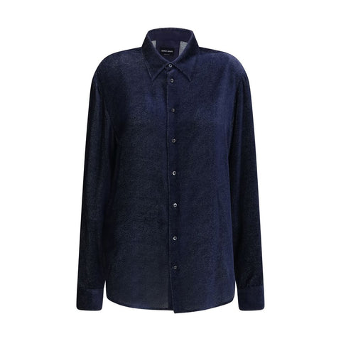 Blue Silk Dress Shirt