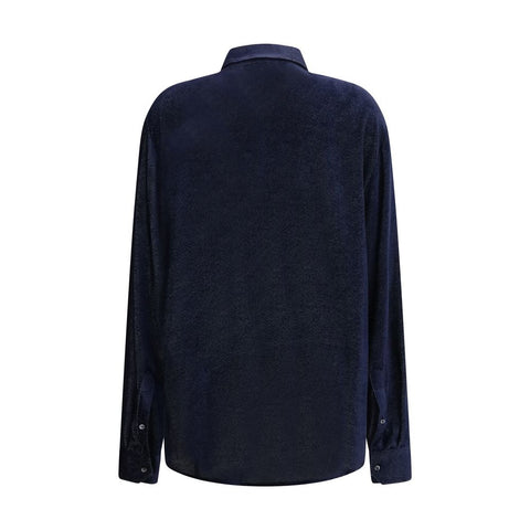 Blue Silk Dress Shirt