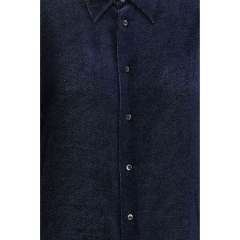 Blue Silk Dress Shirt