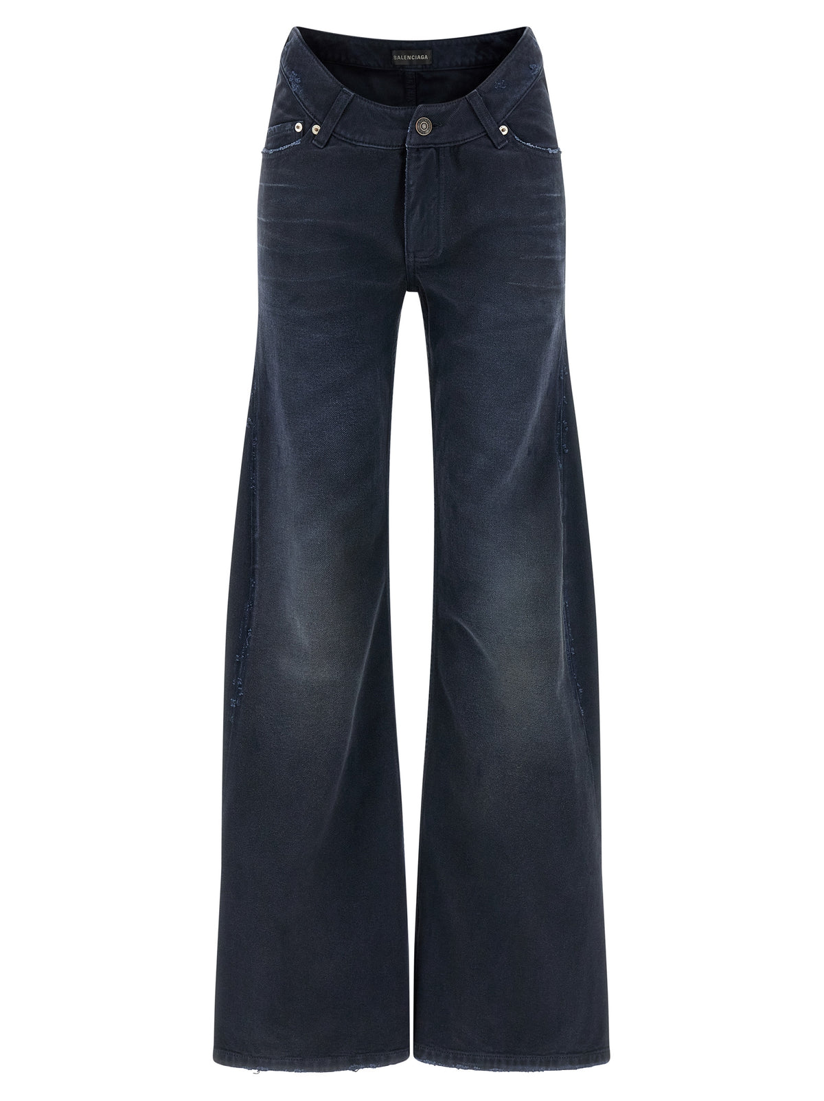 Blue Cotton Flared Jeans