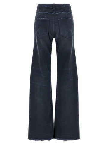 Blue Cotton Flared Jeans