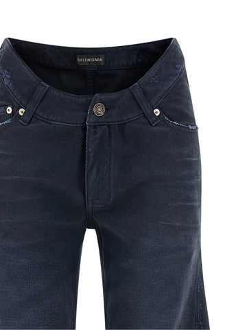 Blue Cotton Flared Jeans