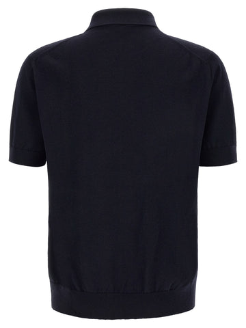 Blue Virgin Wool Polo Shirt