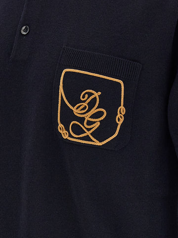 Blue Virgin Wool Polo Shirt