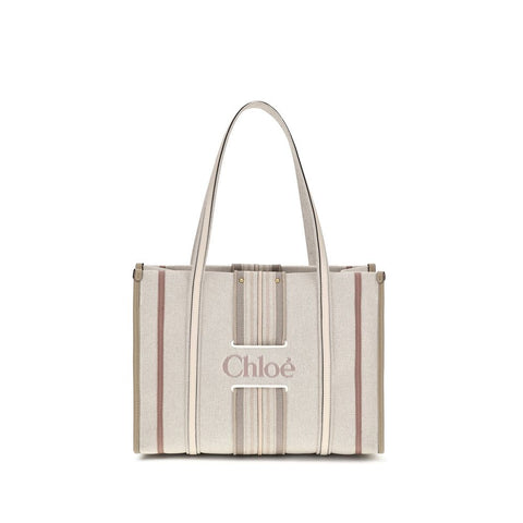 Beige Cotton Shoulder Bag