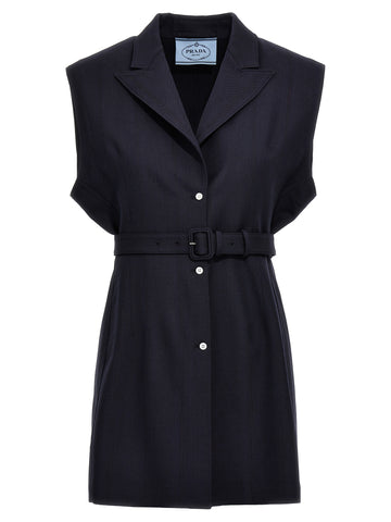 Blue Virgin Wool Sleeveless Jacket