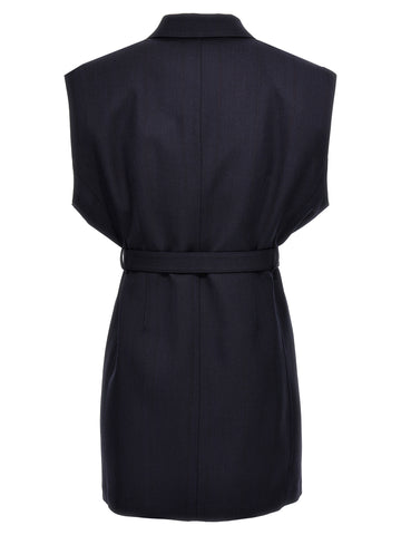 Blue Virgin Wool Sleeveless Jacket
