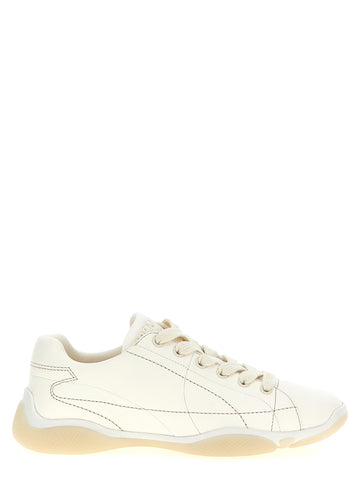 White Lamb Leather Low Top Sneakers