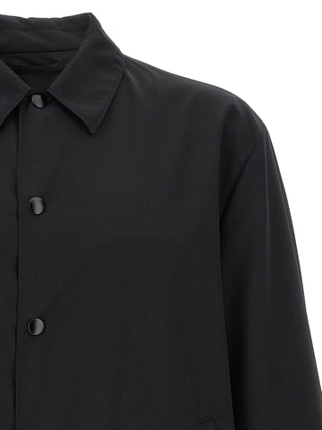 Black Virgin Wool Full-Length Jacket