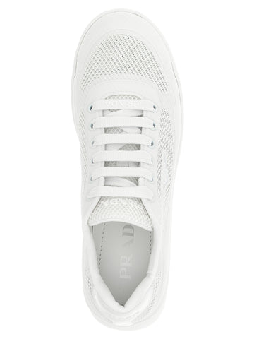 White Polyester Athletic Sneakers