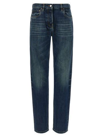 Blue Cotton Straight-Leg Jeans