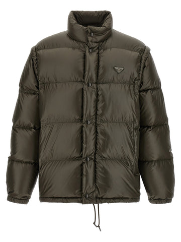 Gray Recycled Polyamide Full-Length Jacket