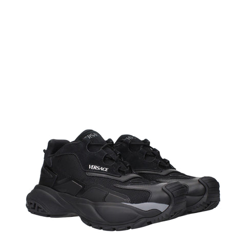 Black Fabric Chunky Sneakers