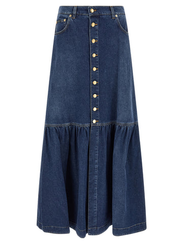 Blue Cotton Mini Skirt
