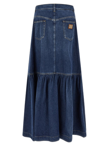 Blue Cotton Mini Skirt