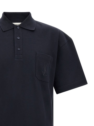 Blue Cotton Polo Shirt