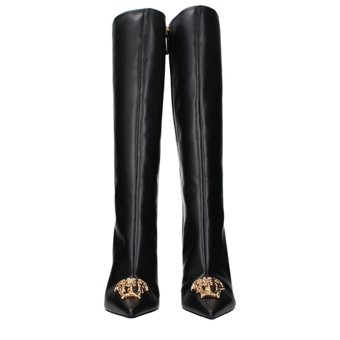 Black Leather High Heel Boots