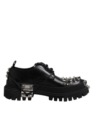 Black Studded Leather Hi-Trekking Derby Men Shoes