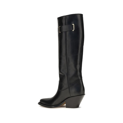Black Calf Leather Bos Taurus Over The Knee